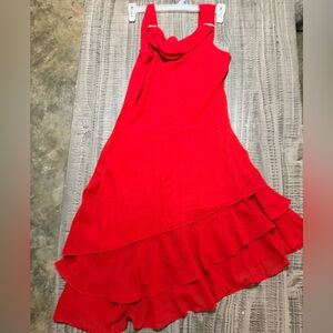 Red Ruffle Hem Dress